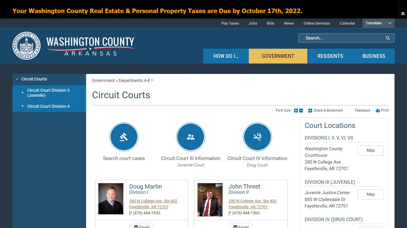 Circuit Courts | Washington County, AR