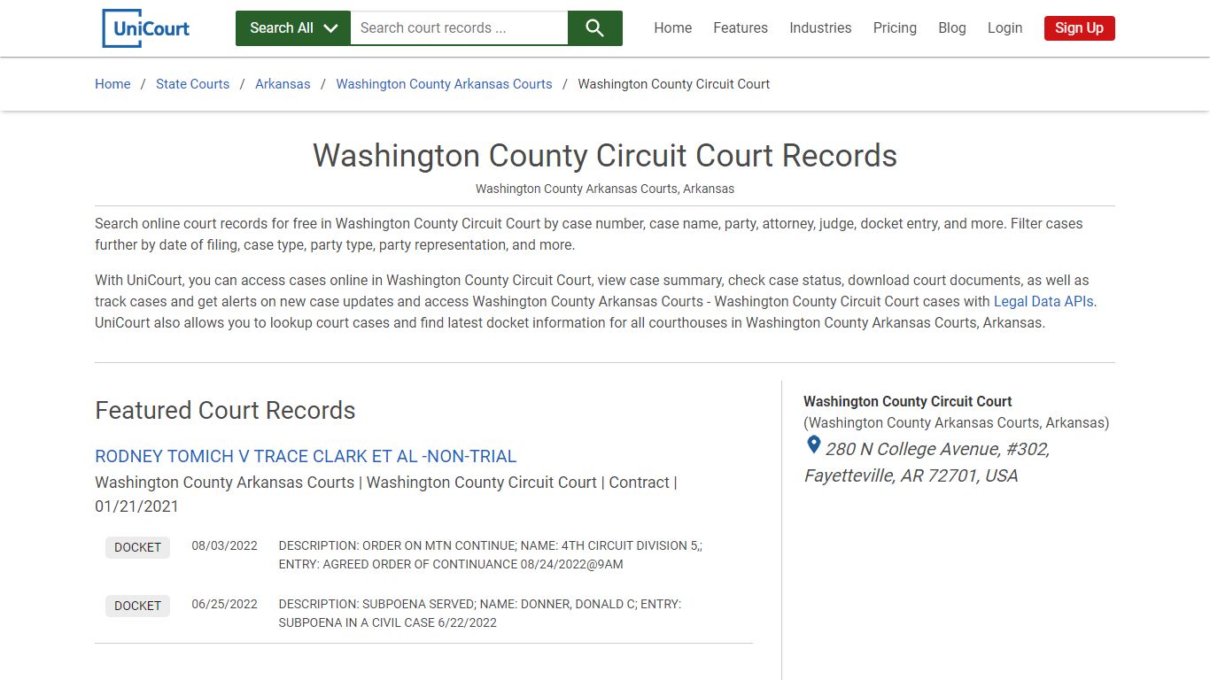Washington County Circuit Court Records | Washington | UniCourt