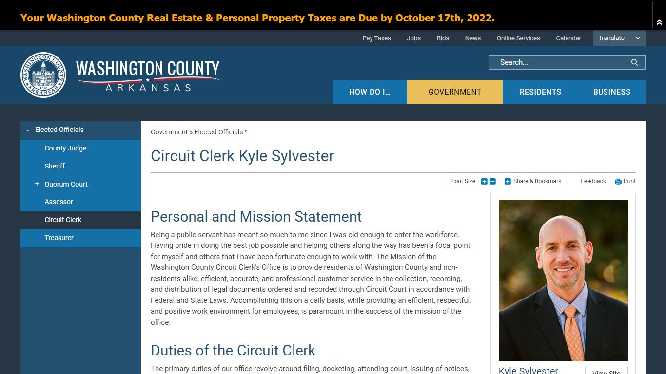 Circuit Clerk Kyle Sylvester | Washington County, AR